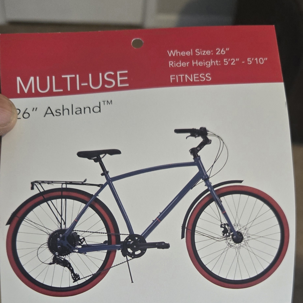 Blue and Red Bicycle with Rear Rack - Picture 5 of 6